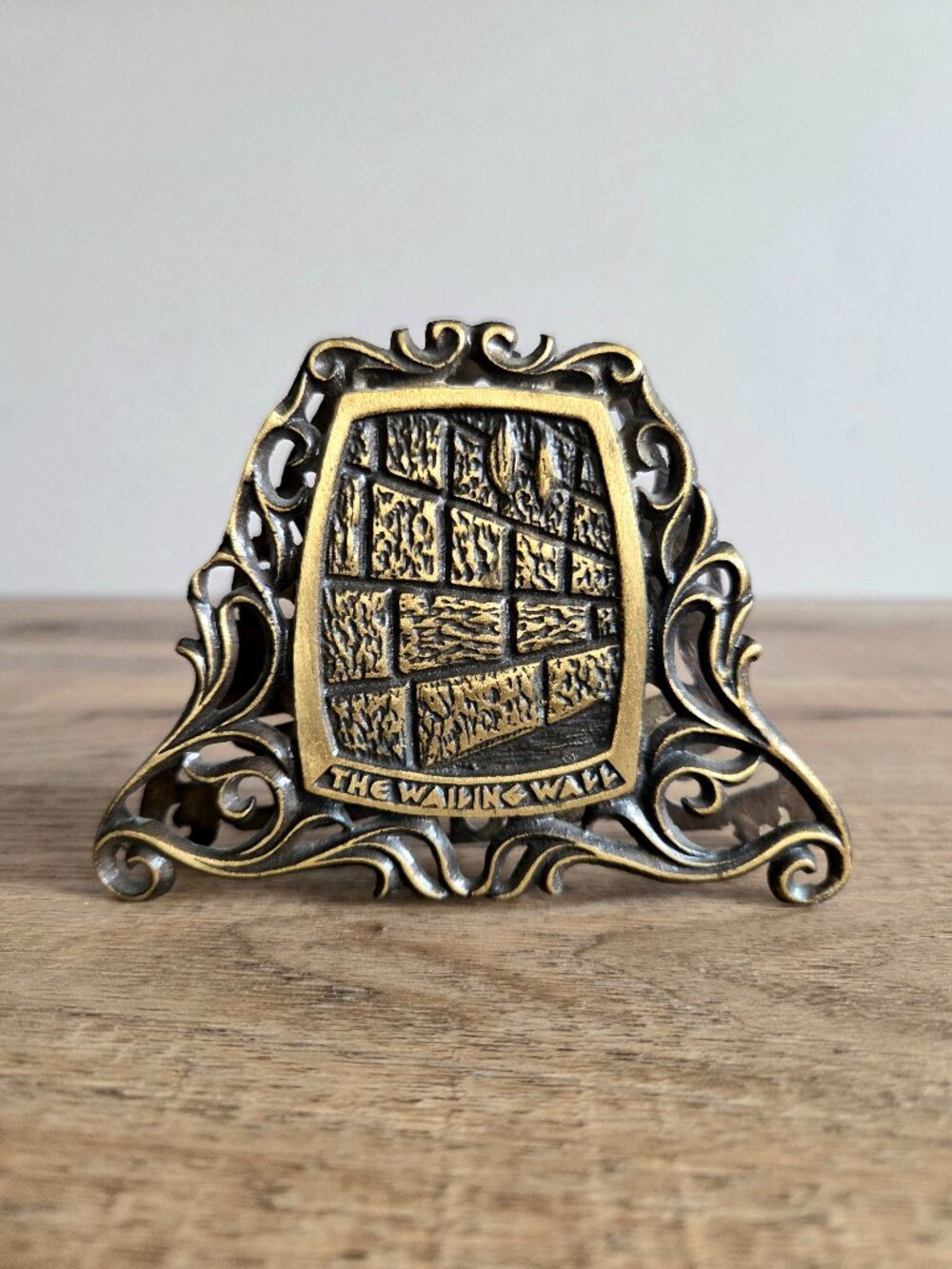 Vintage The Wailing Wall Metal Napkin Holder Western Wall Made in Israel Judaica
